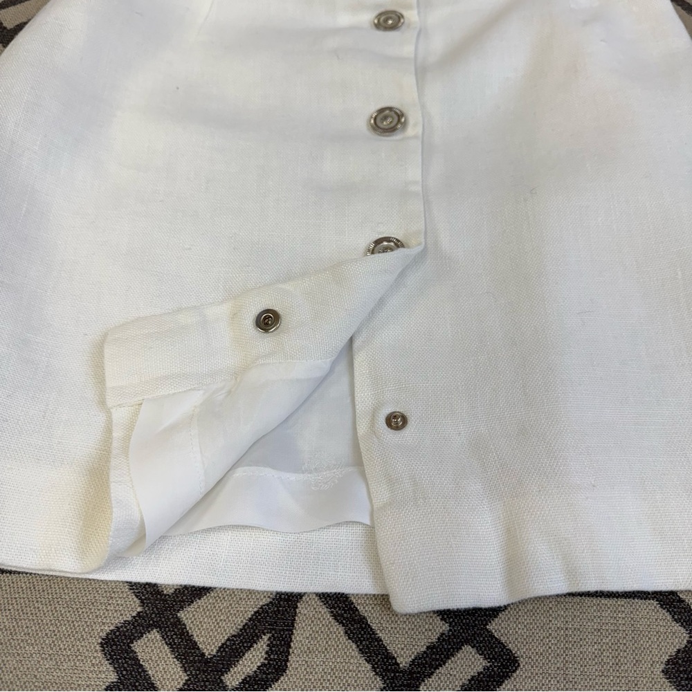 Gianni Versace Linen Button Front Skirt Medusa White Sz 40 S - Picture 7 of 16